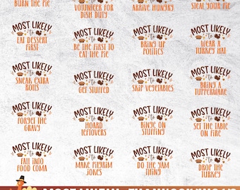 Thanksgiving Bundle Svg | Most Likely To Svg | Fall Sayings Svg Bundle | Hello Autumn Png | Thanksgiving Group Shirt Designs | Mama Spice