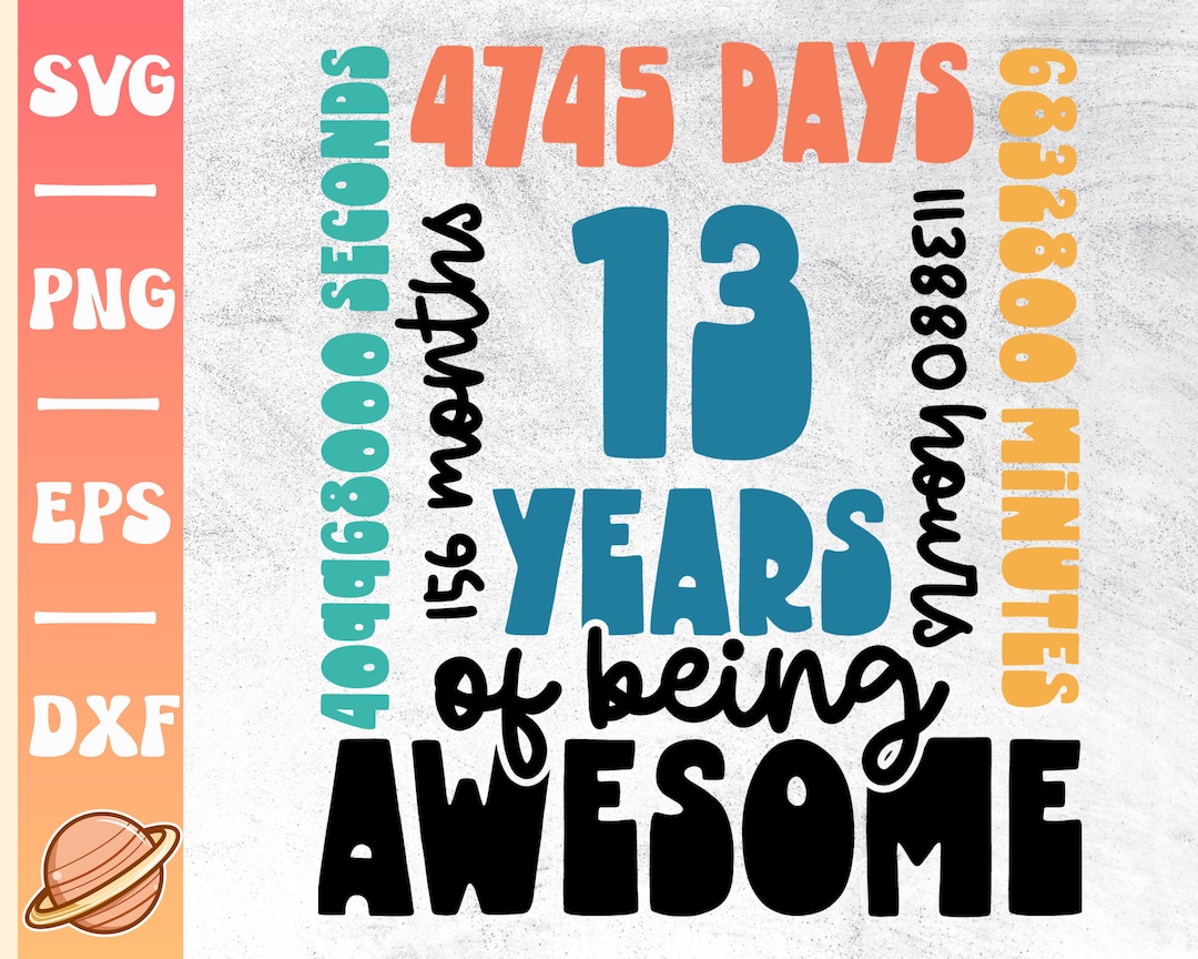 13 Years Svg | 13th Birthday Svg | 13 Years Old Birthday Party Cricut ...