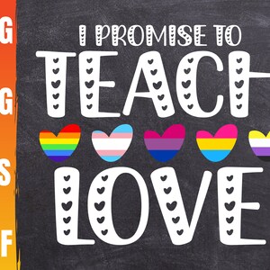 Ich verspreche Liebe Svg | Pride Month Svg | Stolze Kindergartenlehrerin Eps | Transgender | Bisexuelle | Kommerzielle Nutzung & Digitaler Download
