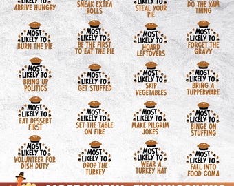 Most Likely To Thanksgiving Bundle Svg | Family Thanksgiving Svg | Funny Thanksgiving Png Bundle | Thanksgiving Group Shirt Designs