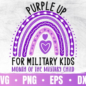 Lila Up für Militärkinder Svg | Militärkind Monatsbewusstsein Cricut | Stolze Armee Familie Png | Lila | Kommerzielle Nutzung & Digitaler Download