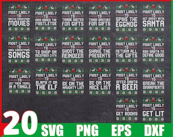 Ugly Christmas Sweaters Svg | Most Likely To Christmas Bundle Svg | Christmas Svg Bundle | Matching Christmas Shirts Svg | Xmas Group Shirts