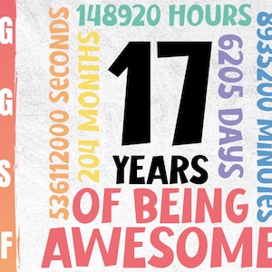 17th Birthday Svg | 17 Years Old Birthday Party Cricut File | Happy 17th Bday | Awesome Since 2005 | Commercial Use & Digital Download