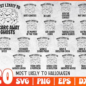 Halloween-bundel Svg | Hoogstwaarschijnlijk naar Halloween Svg | Bijpassende familieshirts Png | Grappige Groep Halloween Png | Kostuum Halloweenfeest