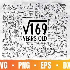 13. Geburtstag Svg | Quadratische Wurzel von 169 | 13 Jahre alte png | GeburtstagSparty Cricut Datei | Mathe Liebhaber Eps | Kommerzielle Nutzung & Digitaler Download