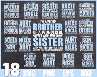 Family Matching Shirts Svg Bundle | Funny Group Shirt Designs | I&#39;m a Proud Brother Svg | Commercial Use & Digital Download
