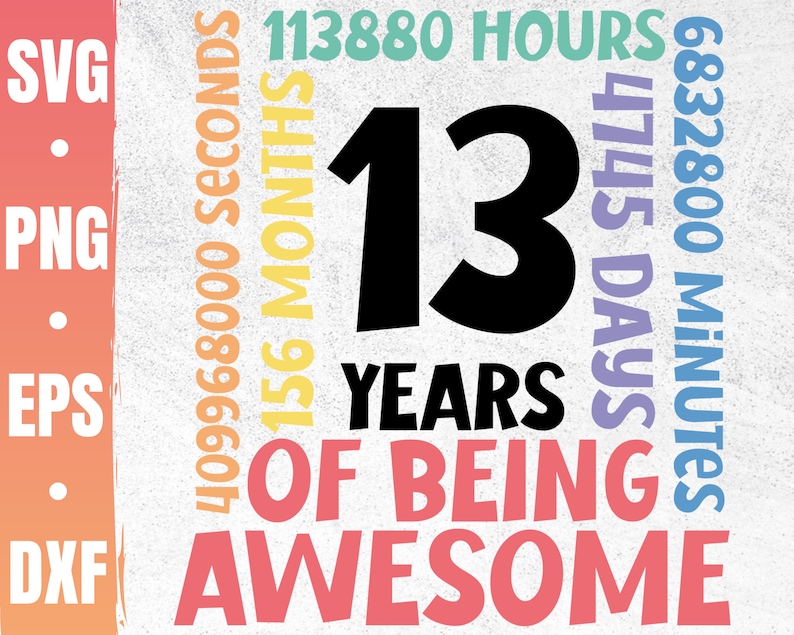 13th Birthday Svg | 13 Years Old Birthday Party Cricut File | Happy ...