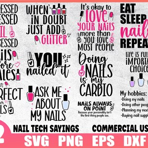 Nail Tech Bundle SVG | Nail Polish PNG | Manicure and Pedicure Cricut | Beauty Salon Nail Lover EPS | Commercial Use & Digital Download