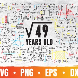 Square Root of 49 | 7th Birthday Svg | 7 Years Old Png | Birthday Party Cricut | Awesome Since 2015 | Commercial Use & Digital Download