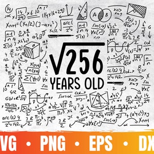 16th Birthday Svg | Square Root of 256 | 16 Years Old Png | Birthday Party Cricut File | Math Lover Eps | Commercial Use & Digital Download