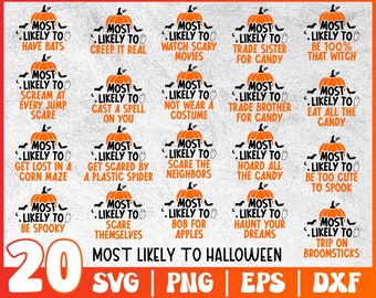 Halloween Bundle Svg | Most Likely To Halloween Svg | Matching Family Shirts Png | Funny Group Halloween Png | Costume Halloween Party