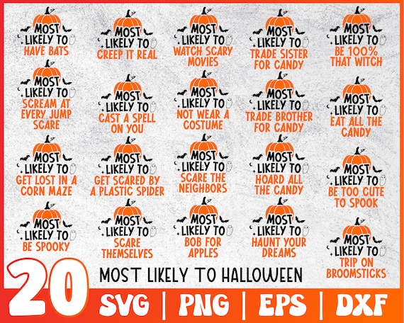 Halloween Bundle Svg | Most Likely To Halloween Svg | Matching Family Shirts Png | Funny Group Halloween Png | Costume Halloween Party