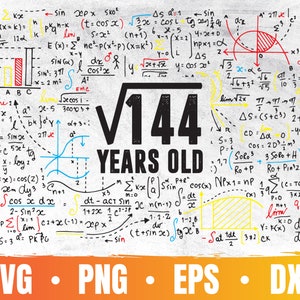 Square Root of 144 | 12th Birthday Svg | 12 Years Old Png | Birthday Party Cricut | Awesome Since 2010 | Commercial Use & Digital Download