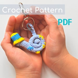 Crochet Pattern Keychain, Tutorial for Beginners, Crochet Snail Amigurumi, Keychain Trinket, Pattern PDF, DIY key charm