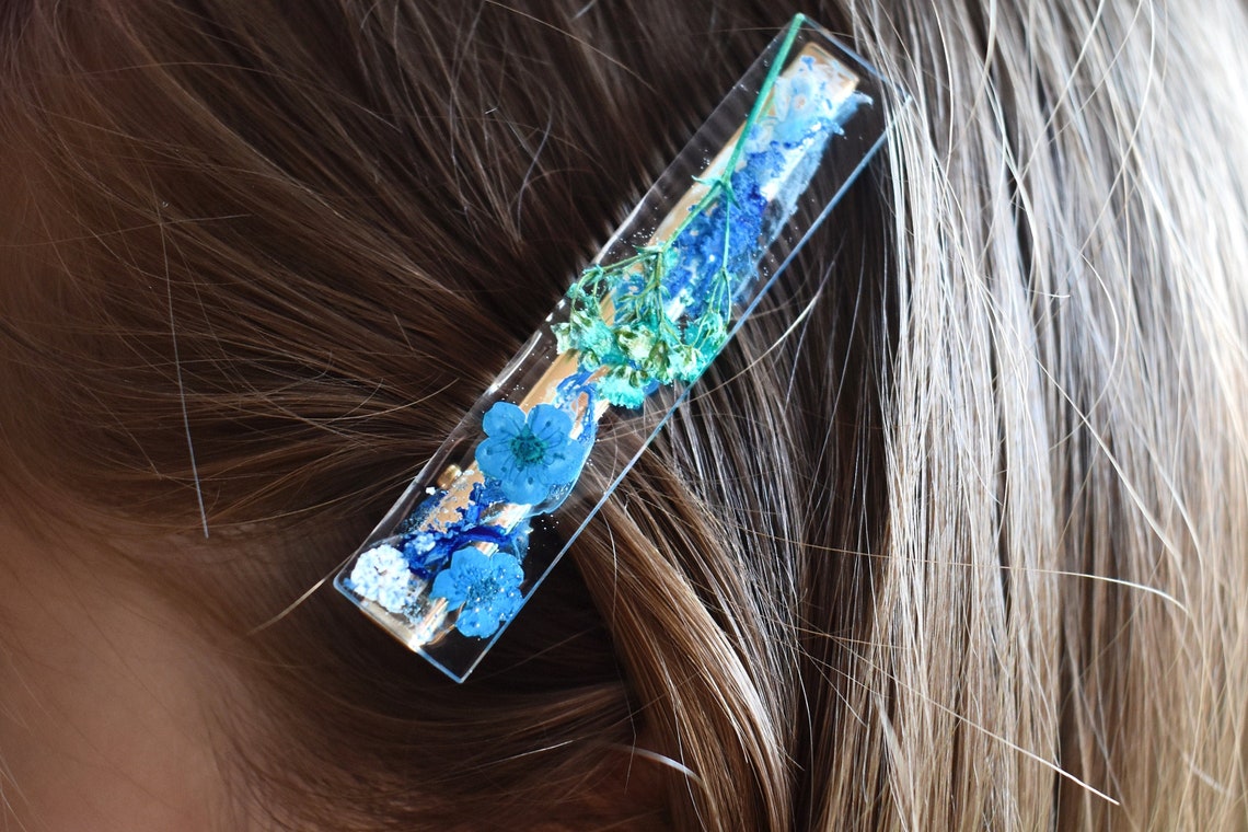Blue Floral Hair Clip - wide 2