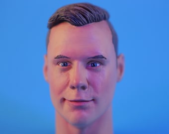 Male Head Generic Caucasian one sixth size for posable action figures