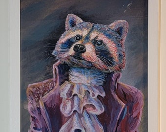 The Raccoon Formerly Known As Prince. Giclee Print Original Acrylic Painting 18" x 24". Purple Rain| Music Memorabilia| Animal| Nerd