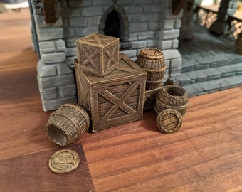 D&D Scatter Terrain - Fässer und Kisten