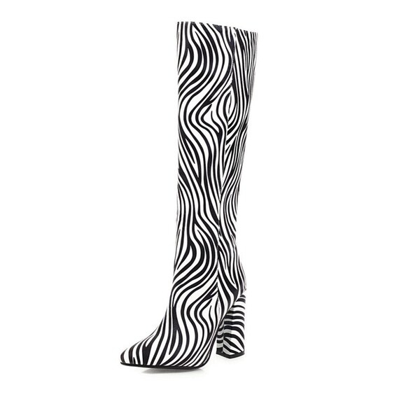 zebra print over the knee boots