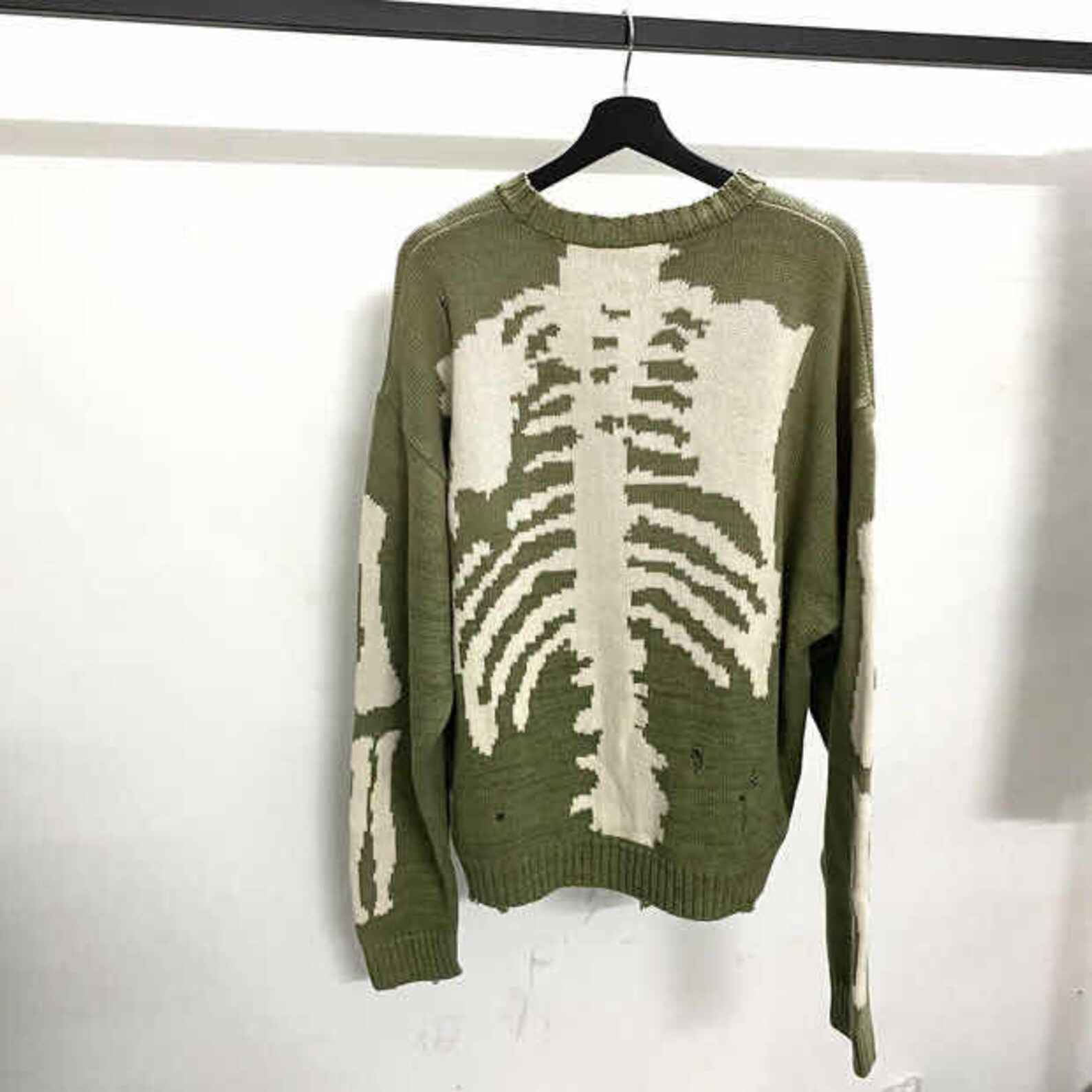Green Loose Skeleton Sweater Streetwear Etsy UK