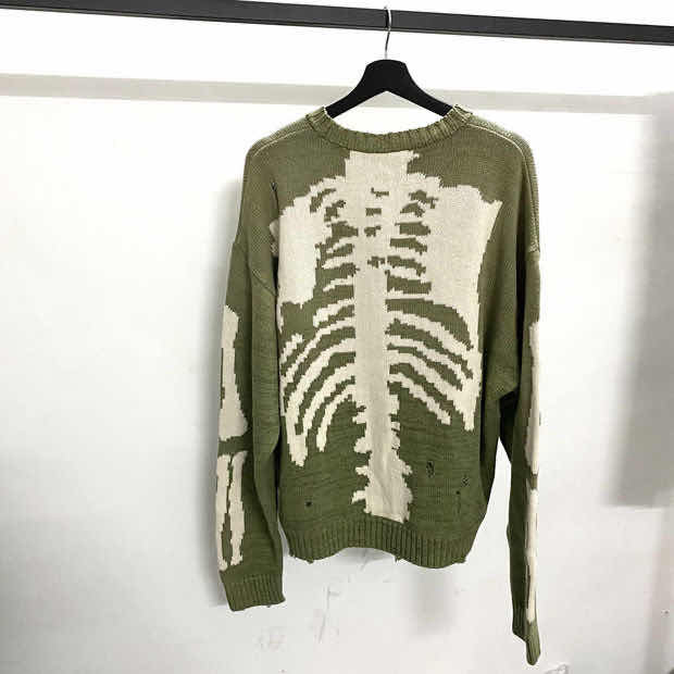 Green Loose Skeleton Sweater Streetwear Etsy