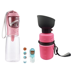 Dispensador de agua portátil para perros, 21 oz y 18 oz, botella de agua de viaje para perros y gatos, para caminar, hacer senderismo y viajar