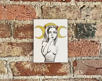 Postal impresa de la obra de arte original de TRIPLE-MOON DEMON