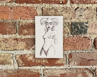 Postal con la impresión de HUSTLE DEMON (obra de arte original)