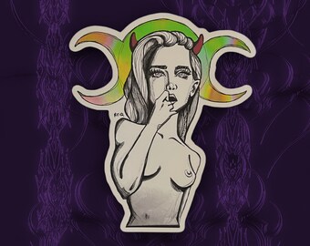 Pegatina de vinilo holográfica TRIPLE MOON DEMON