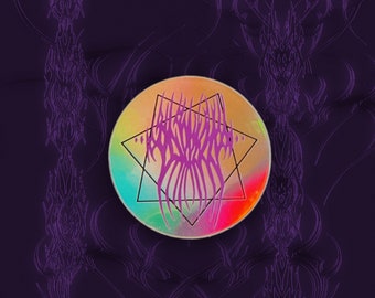 Pegatina de vinilo holográfica para portátil con el símbolo del septagrama de Babalon