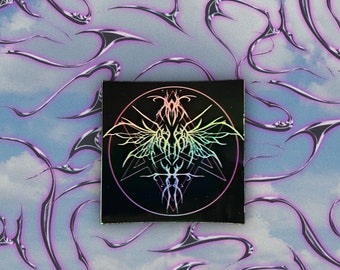 Pegatina de vinilo para portátil con hexagrama unicursal holográfico CYBERFAIRY SIGIL