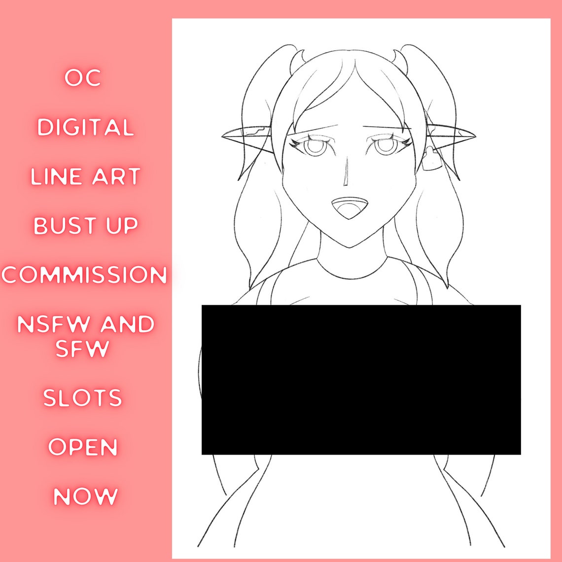 Custom Character Bust Up Line Art Commission NSFW and SFW Etsy