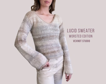 Knitting Pattern "Lucid Sweater (Worsted Edition)" PDF Pattern [Sizes XS-5XL]