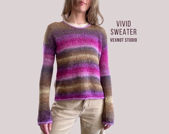 Knitting Pattern "Vivid Sweater" PDF Pattern [Sizes XS-5XL]