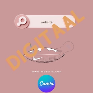 Puede incluir: Una ilustración en blanco y negro del logotipo de Nike swoosh sobre un fondo blanco. El texto "www.website.com" está debajo del logotipo. El texto "Canva" está en un círculo azul y morado debajo de la dirección del sitio web.