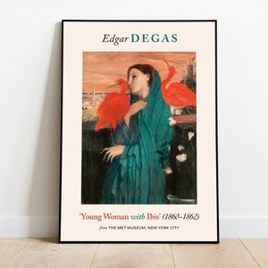Edgar Degas Joven Mujer con Ibis, Giclee Art, Grabados de Arte mural, Póster de museo, Decoración estética de pared, Idea de regalo para ella