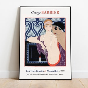 Les Trois Beautes de Mnasidika Fashion Print by George Barbier, Aesthetic Wall Decor, Wall Art Prints, Museum Poster, Home Wall Decor