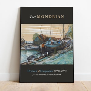 Drydock at Durgerdam by Piet Mondrian, Giclee Art, Wall Art Prints, Museum Poster, Aesthetic Wall Decor, Bauhaus Prints