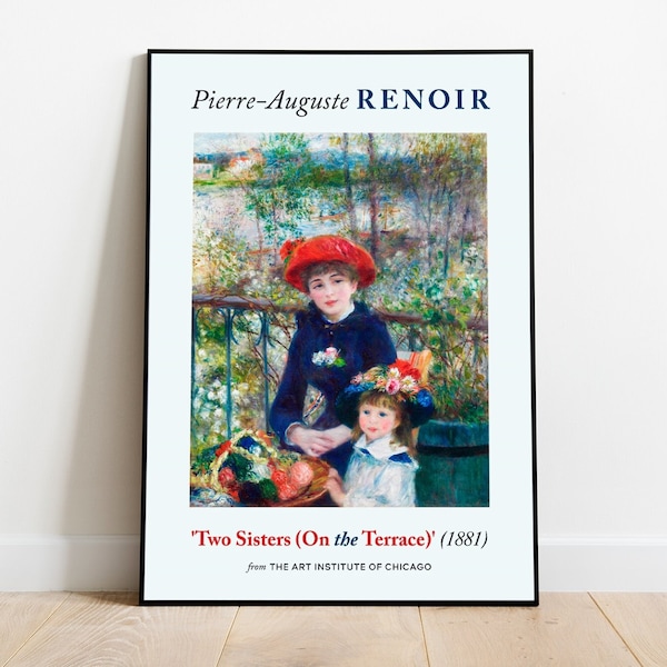 Two Sisters (On the Terrace) by Pierre-Auguste Renoir, Giclee Art, Wall Art Prints, Museum Poster, Aesthetic Wall Decor, Vintage Prints