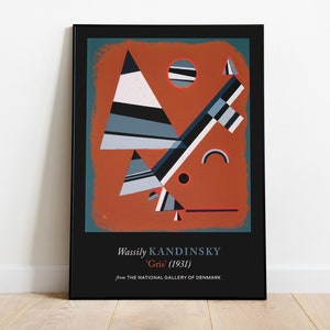 Wassily Kandinsky Print Gris, Bauhaus Poster, Aesthetic Wall Decor, Wall Art Prints, Museum Poster, Office Wall Decor, Bauhaus Prints