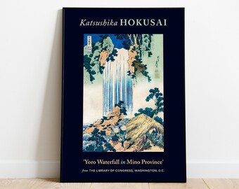 Gravura de Katsushika Hokusai, Cachoeira de Yoro na Província de Mino, Ukyo-e, Arte de Parede Japonesa, Decoração de Parede Estética, Gravuras de Arte de Parede, Pôster de Museu