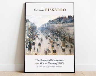 Camille Pissarro The Boulevard Montmartre on a Winter Morning, Giclee Art, Wall Art Prints, Museum Poster, Aesthetic Wall Decor