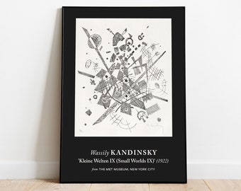 Wassily Kandinsky Print Welten 9 IX (Small Worlds IX), plakat Bauhaus, estetyczna dekoracja ścienna, plakat muzealny, dekoracja ścienna do domu, wydruki Bauhaus