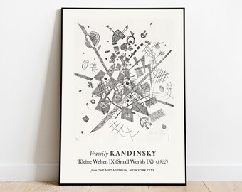 Wassily Kandinsky Print Welten 9 IX (Small Worlds IX), plakat Bauhaus, estetyczna dekoracja ścienna, plakat muzealny, dekoracja ścienna do domu, wydruki Bauhaus