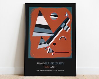Wassily Kandinsky Print Gris, plakat Bauhaus, estetyczna dekoracja ścienna, artystyczne wydruki ścienne, plakat muzealny, dekoracja ścienna do biura, wydruki Bauhaus