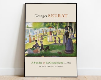 A Sunday on La Grande Jatte by Georges Seurat, Giclee Art, Wall Art Prints, Museum Poster, Aesthetic Wall Decor, Vintage Prints