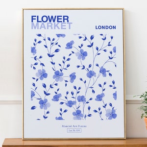 Londra, Inghilterra, Regno Unito Mercato dei fiori Blu Boho Decorazione murale Stampa Poster