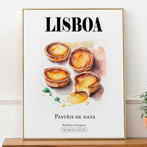 Lisboa, Região de Lisboa, Portugal, Pastéis de Nata, Póster de impresión de arte de pared, Regalo de amante de Portugal