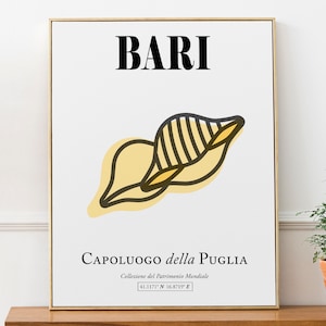 Bari, Capitale della Puglia (Puglia), Italia Minimalista Tradizionale Bari Pasta Orecchiette Arte Murale Decor Stampa Poster