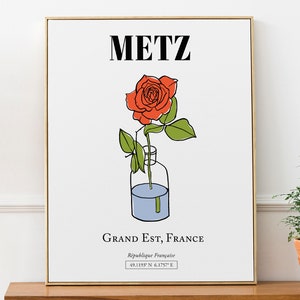 Metz (Grand Est, Francia), rosas, Wall Art Travel Print Póster